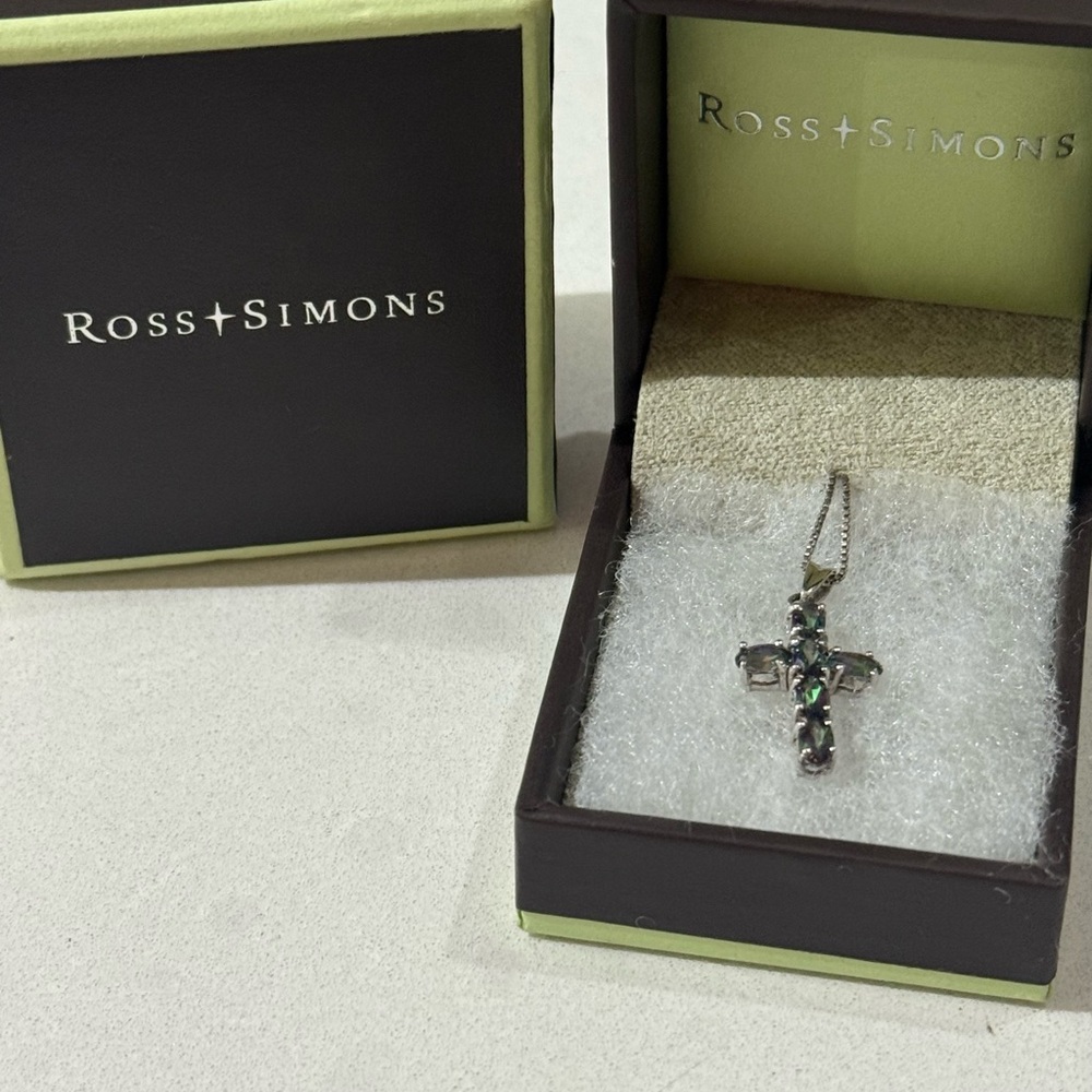 Ross-Simons Silver Cross Pendant with Multicolored Stones